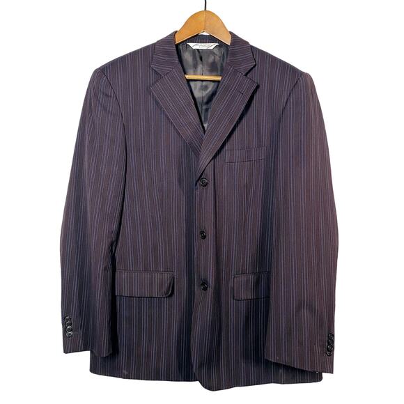 Riccardo Fazzi Wool Suit Coat JAcket Pinstripe Career Formal Event Italy - 42R - Picture 1 of 4